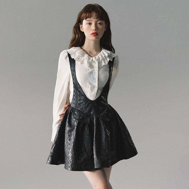 nu238 "Berlin Girl" lace hem slit shirt