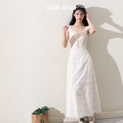 nu381 Throbbing Time cream white slim lace dress image 4