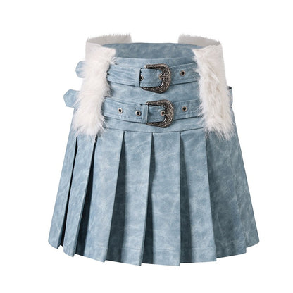 nu339 New style retro blue short coat + skirt two-piece set