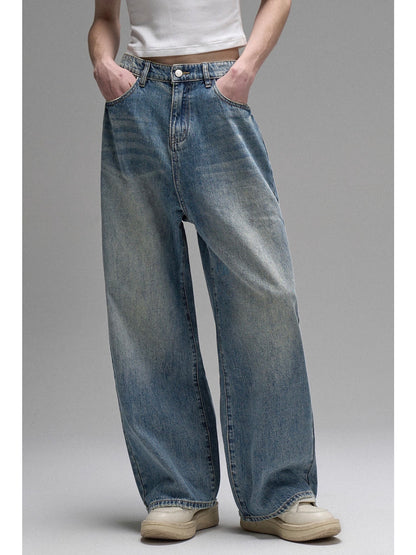 nu14 Washed damaged wide jeans 