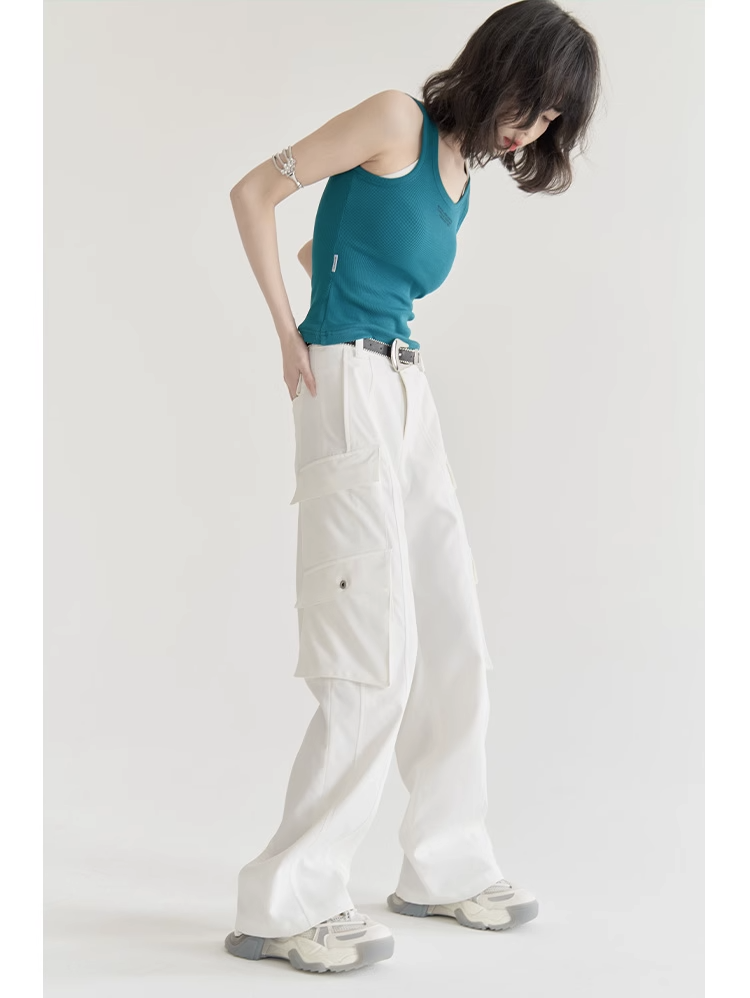 nu22 Solid color straight work pants 