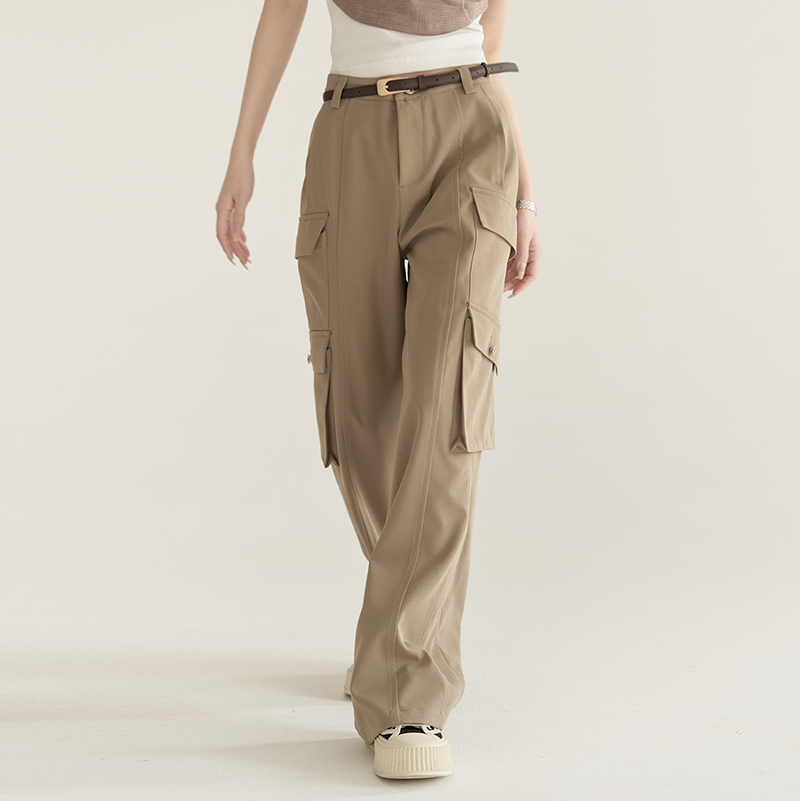 nu22 Solid color straight work pants 