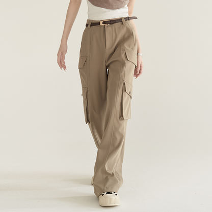 nu22 Solid color straight work pants 