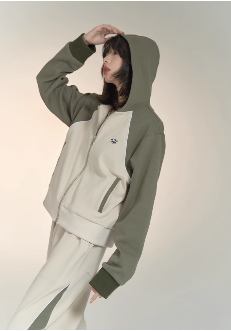 nu33 Contrast color sports hoodie 