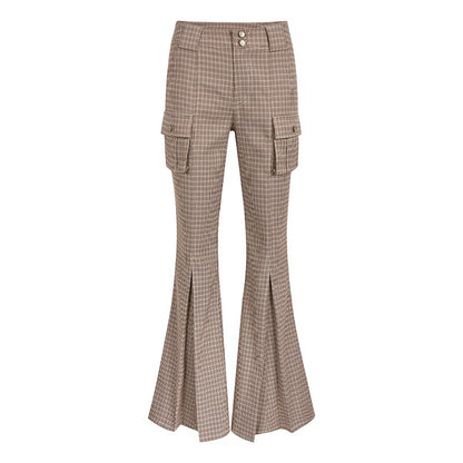 nu209 "Rock Myrrh" low-rise multi-pocket flared pants