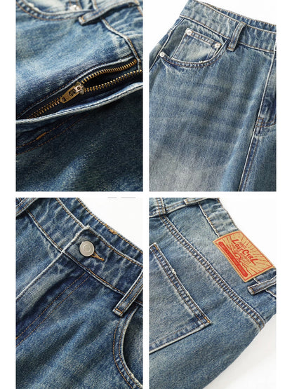 nu14 Washed damaged wide jeans 