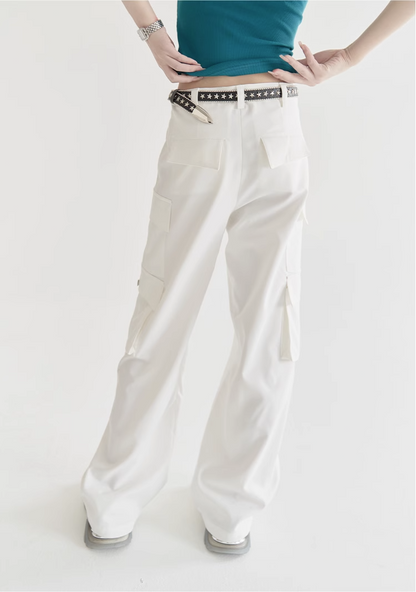 nu22 Solid color straight work pants 