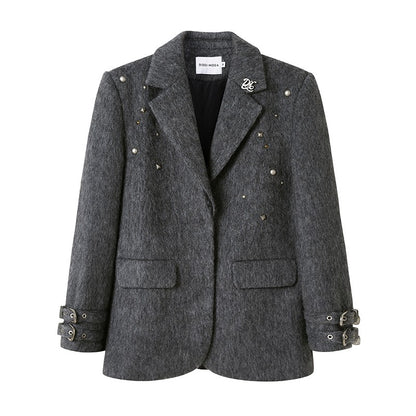 nu104 Studded long-staple sheep wool blazer