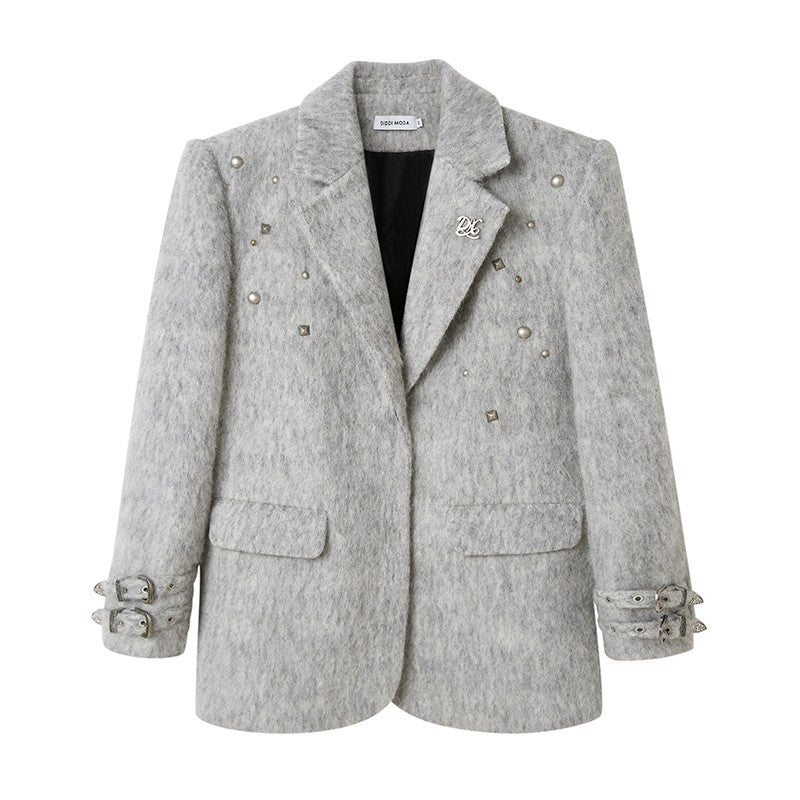 nu104 Studded long-staple sheep wool blazer