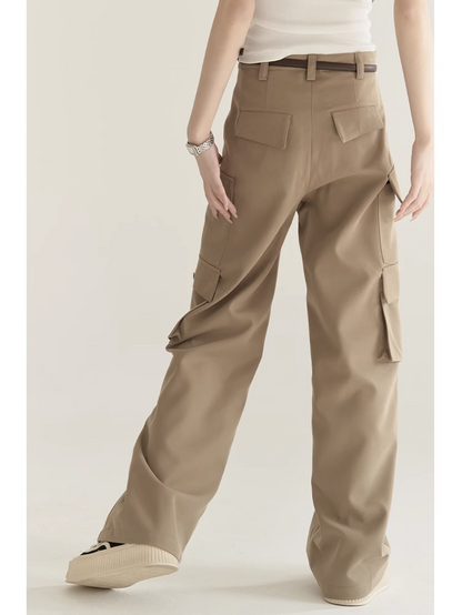 nu22 Solid color straight work pants 