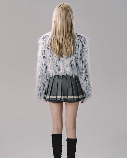 nu228 "Blue Hour" Lapel Short Loose Profile Fur Coat