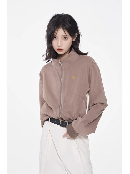 nu44 Smily patch stand collar cropped jacket