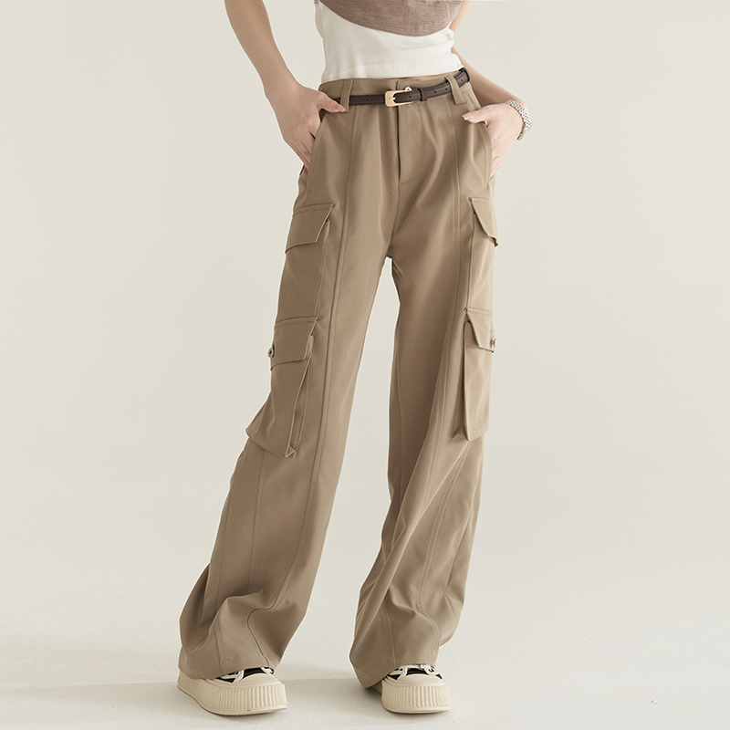 nu22 Solid color straight work pants 