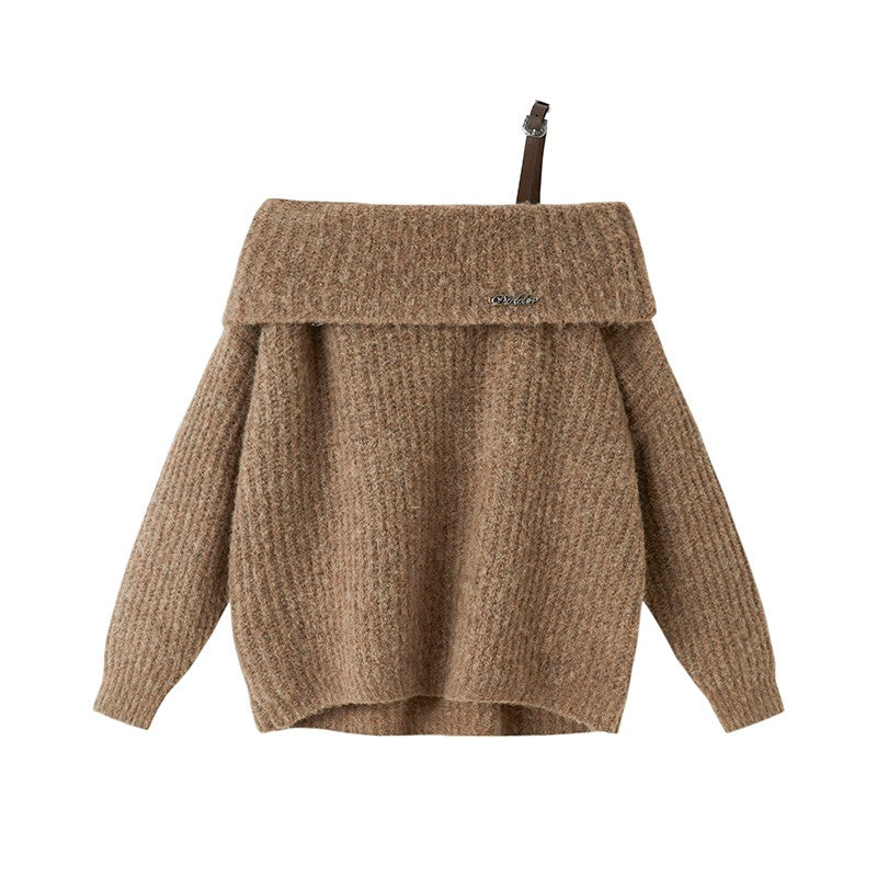 nu103 Lazy one-houlder sweater