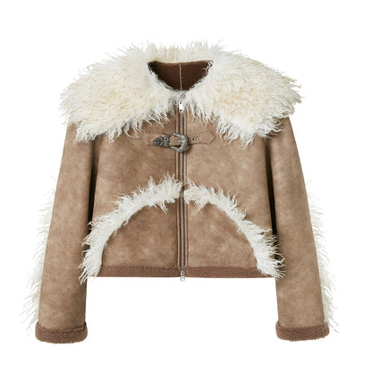 nu82 Fur Distressed Leather Jacket