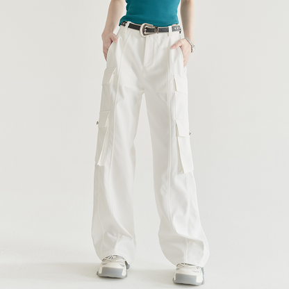 nu22 Solid color straight work pants 