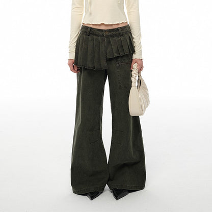 nu402 Graphite pleated wide-leg pants