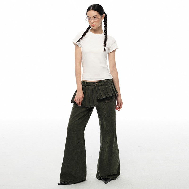 nu402 Graphite pleated wide-leg pants