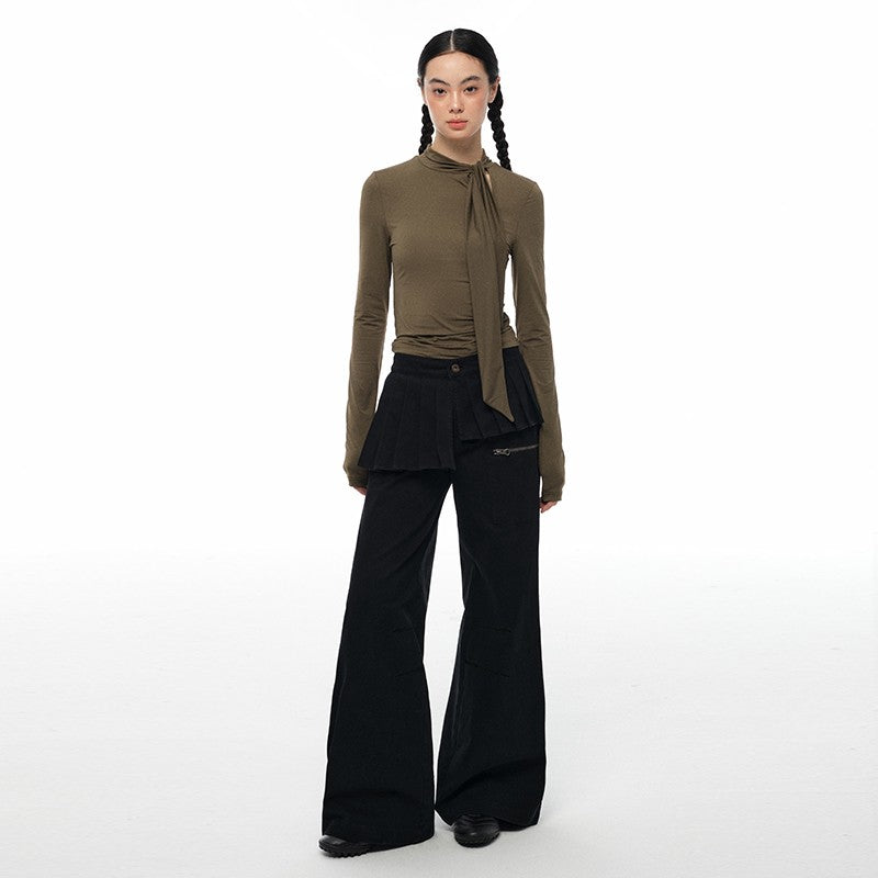 nu402 Graphite pleated wide-leg pants