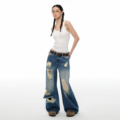 nu403 Ripped retro wide-leg jeans