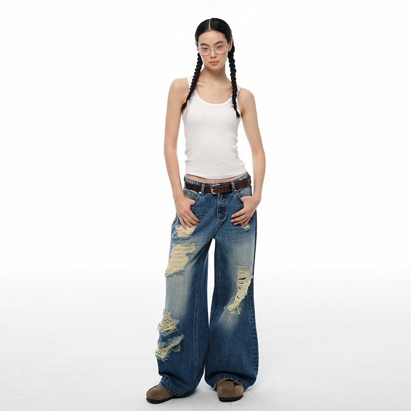 nu403 Ripped retro wide-leg jeans