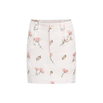 nu165 "Peach Blossom and Honey" jacquard special velvet skirt