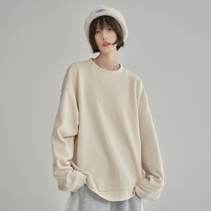 nu49 Basic Round Neck Waffle Sweater