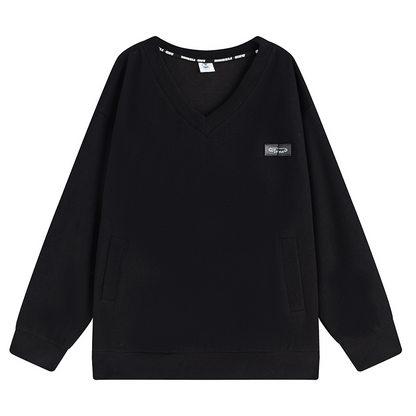 nu37 Large V-neck off-shoulder sweatshirt 