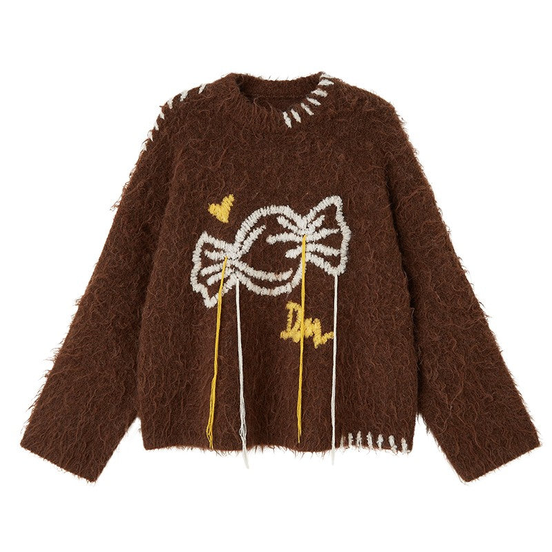 nu122 Candy embroidered loose sweater