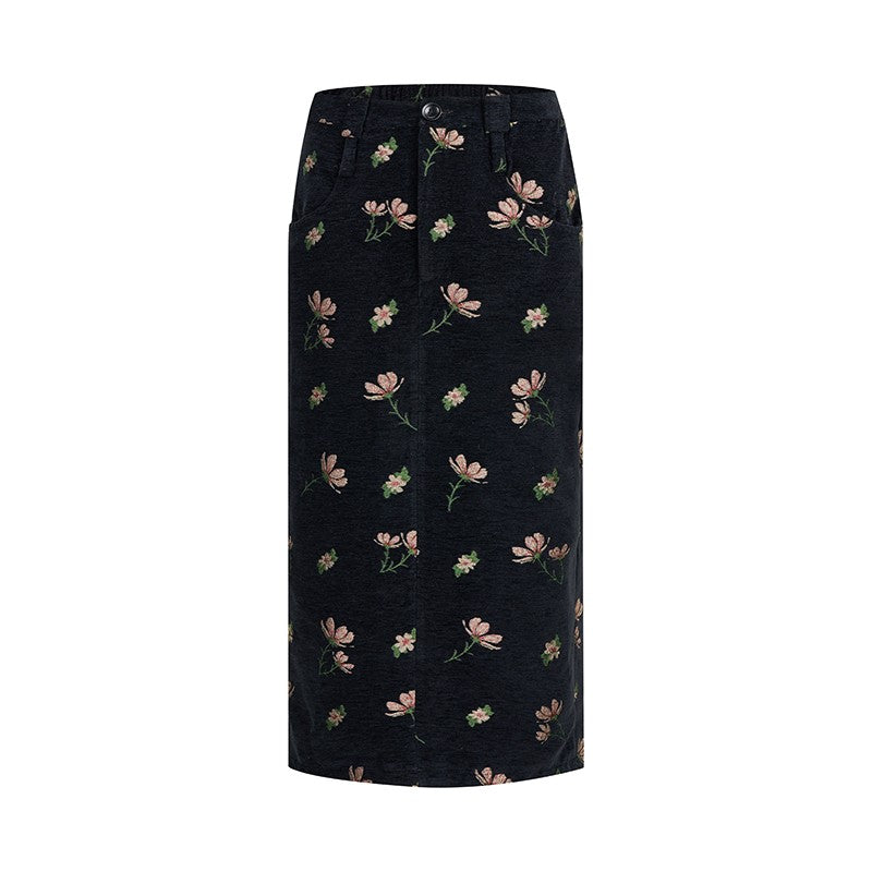 nu165 "Peach Blossom and Honey" jacquard special velvet skirt