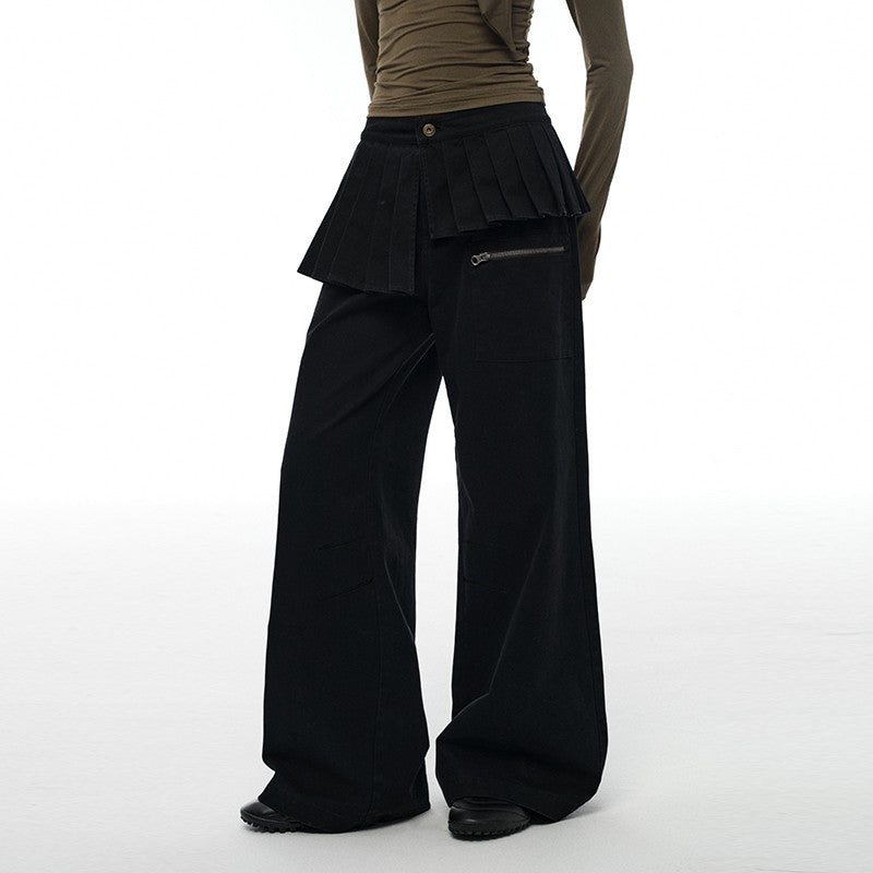 nu402 Graphite pleated wide-leg pants