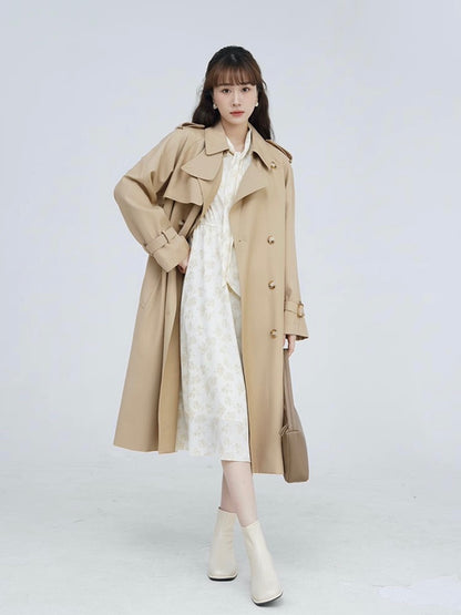 nu01 Classic retro double breasted trench coat