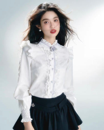 nu229 "Leng Luo Qing Qiu Jie" white long-sleeved shirt