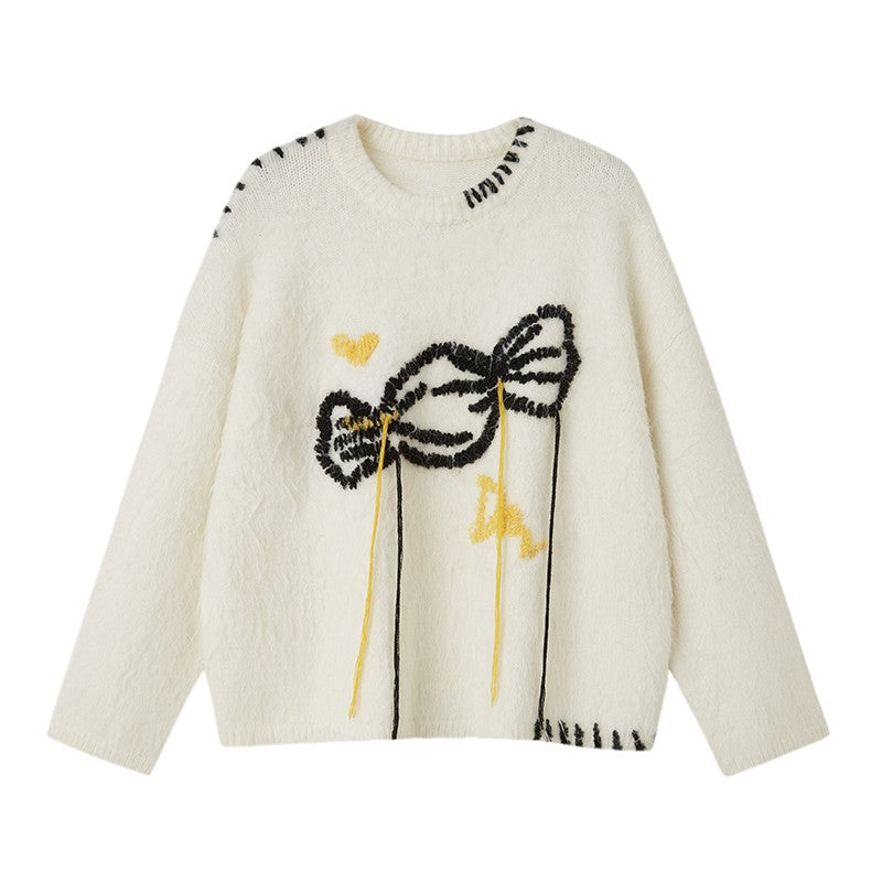 nu122 Candy embroidered loose sweater