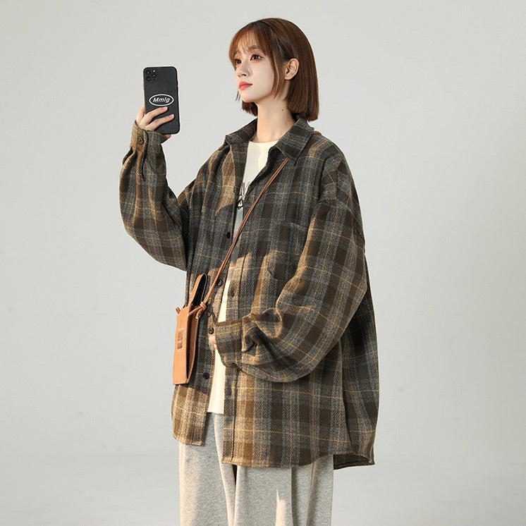 nu70 Plaid woolen vintage shirt