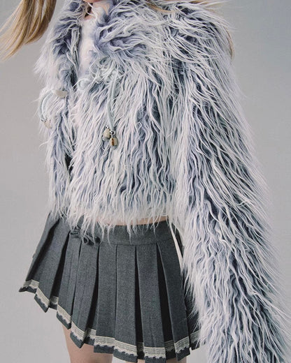 nu228 "Blue Hour" Lapel Short Loose Profile Fur Coat