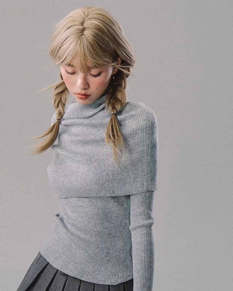 nu201 "Memories are in the folds" turtleneck layered sweater