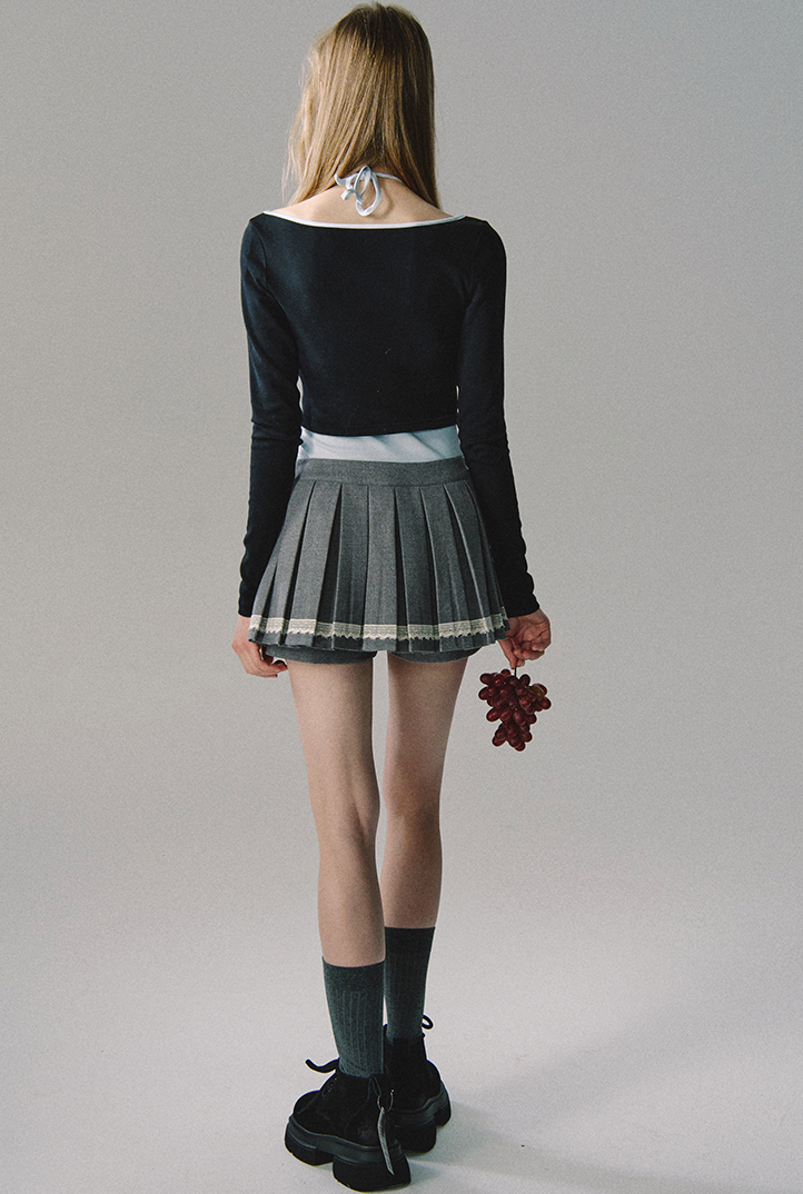 nu161 "Let the love flow" low-waisted pleated skirt