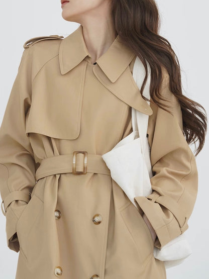 nu01 Classic retro double breasted trench coat