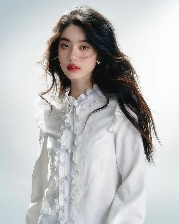 nu229 "Leng Luo Qing Qiu Jie" white long-sleeved shirt