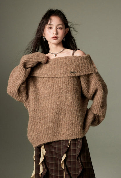 nu103 Lazy one-houlder sweater