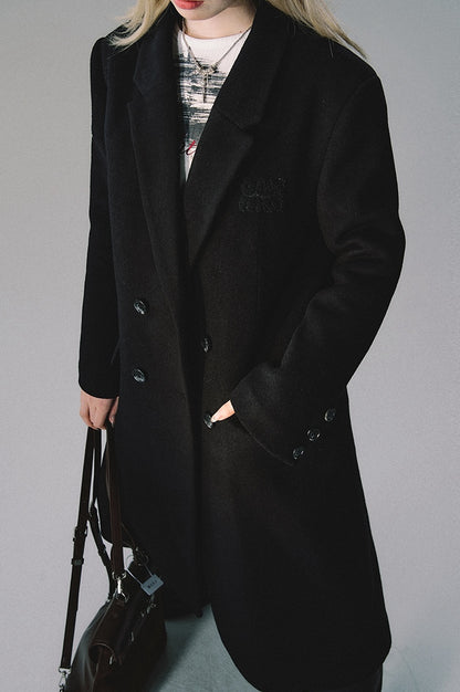 nu205 "Grapevine" double-breasted woolen long coat