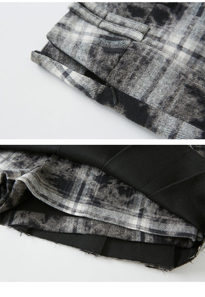 nu107 Maillard contrasting plaid shirt / Pleated skirt