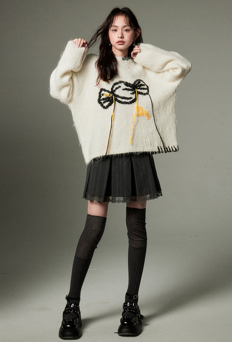 nu122 Candy embroidered loose sweater