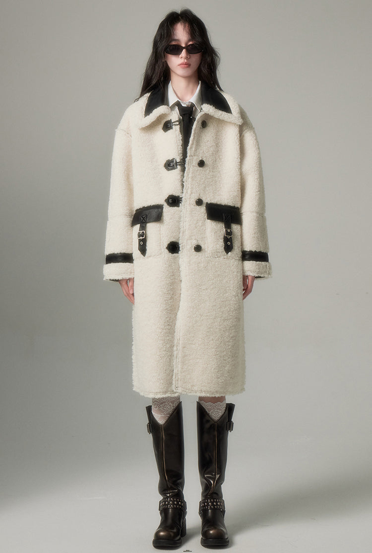 nu119 Lamb fur and woolen coat