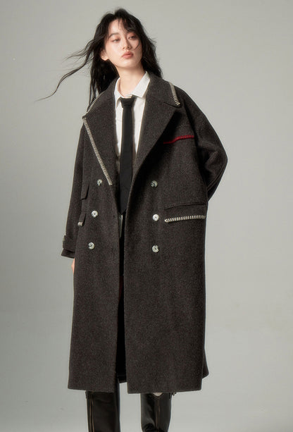 nu95 Stitch Dropped Shoulder Long Coat