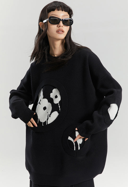 nu141 Art Student Fun Digging Flowers Sweater