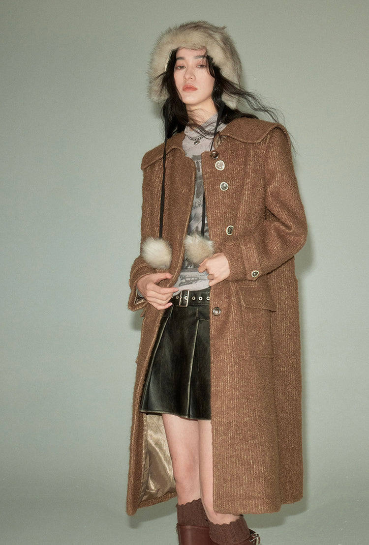 nu91 Custard Lapel Wool Coat