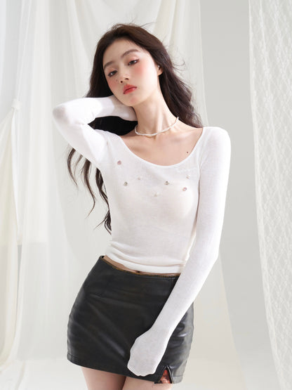 nu279 Wool knitted slim fit long-sleeved bottoming shirt