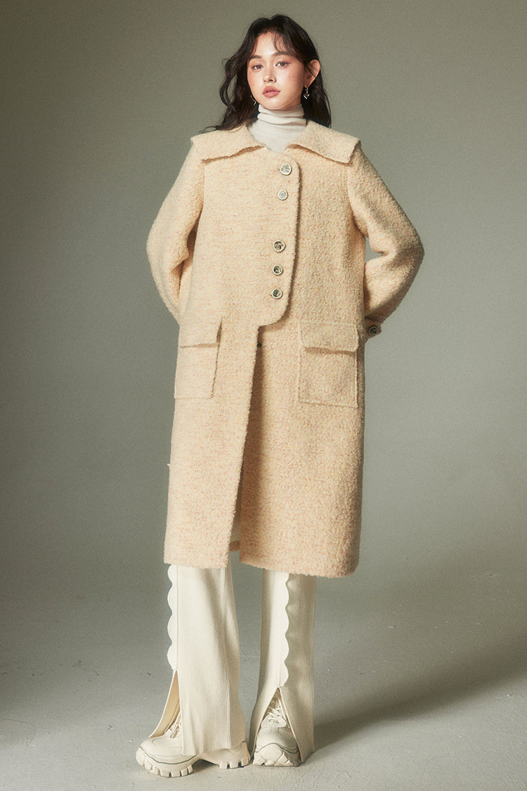 nu91 Custard Lapel Wool Coat